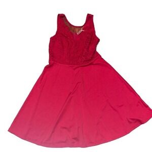 NWT Grace‎ Karin Sleeveless Lace V Neck A Line Dress, XL, Pink